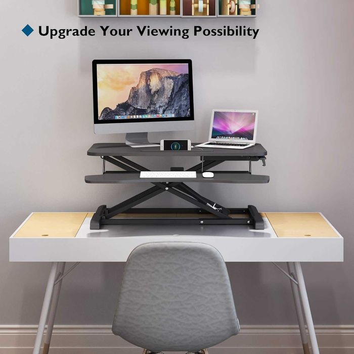 BONTEC Sit-Stand Desk 80x40cm - Birou Ergonomic Reglabil Pe Inaltime