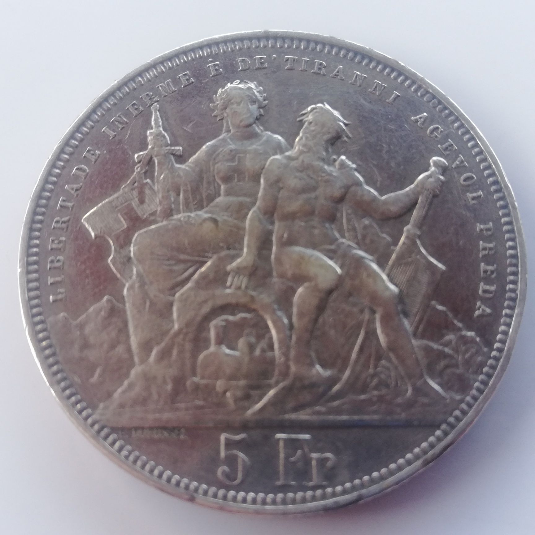 Monedă 5 franci 1883 argint Elveția