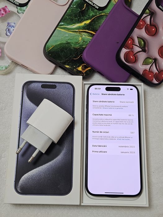 Iphone 15 pro 128GB Blue Titanium Full box, ca nou