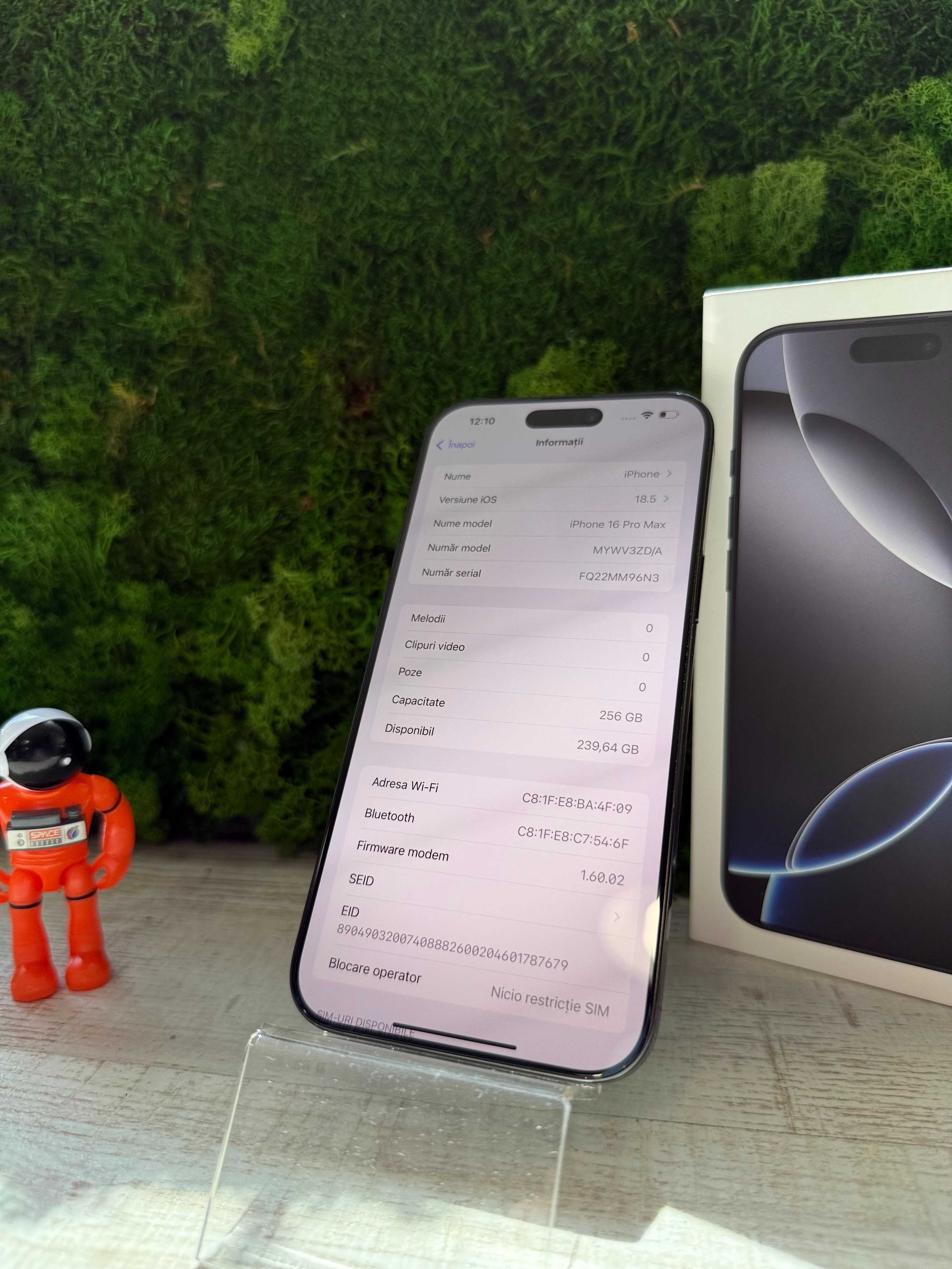 iPhone 16 Pro Max, Black Titanium, 256 GB, 100% Baterie #8008