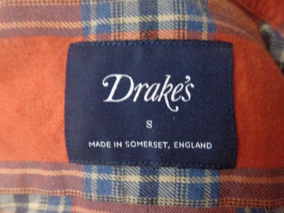 Camasa carouri Drake"s bumbac twill marimea S