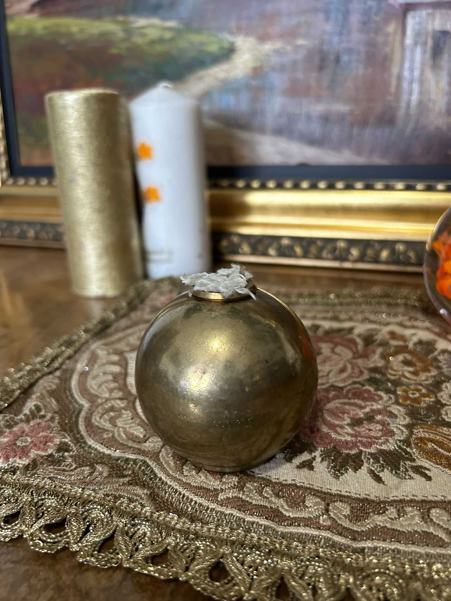 DN904 Sfera bronz masiv cu fitil pentru ulei lampant 253g 6,5d