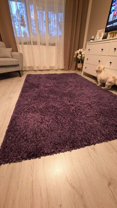 Covor de culoare mov pufos 300/150