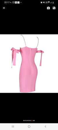 Бандажна рокля бонбонено розово S