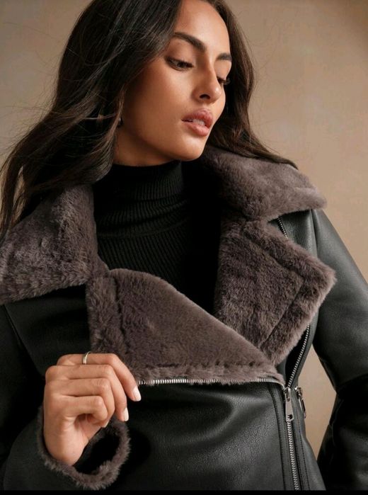 НОВО Кожено топло яке от изкуствена кожа размер S