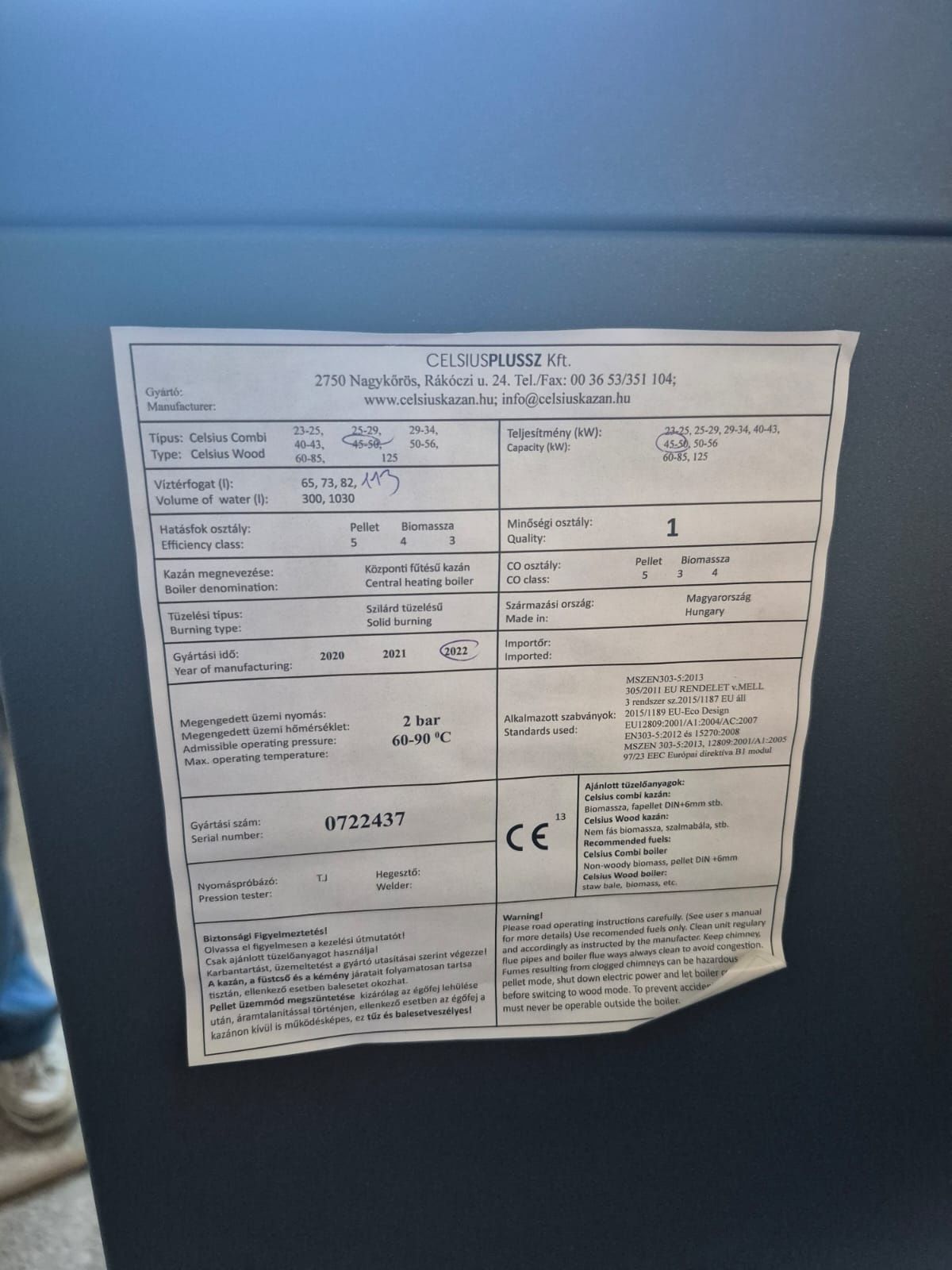Centrala pe lemne și pe peleti Celsius combi