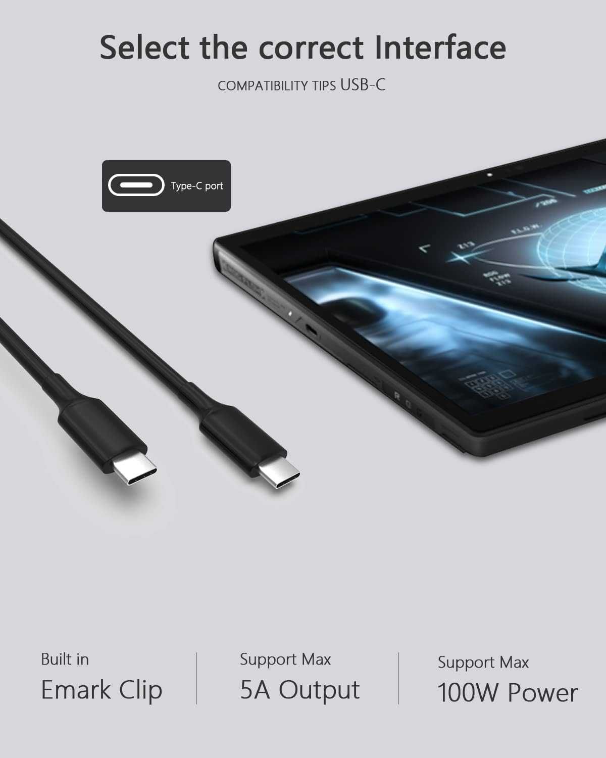 100W USB C зарядно за лаптоп MacBook Lenovo Asus Dell HP Samsung Acer