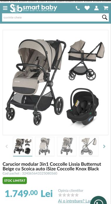 Carucior 3 in 1 cu scoica auto iSize