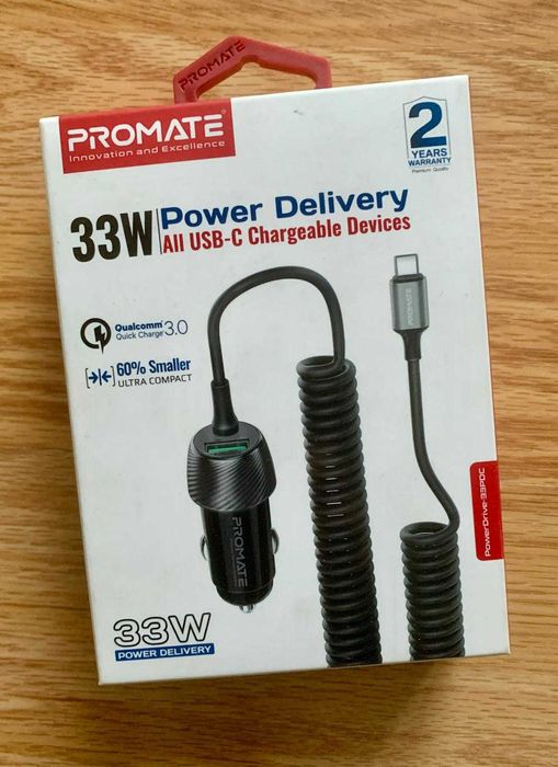 Incarcator auto + Cablu USB-C 33W NOU