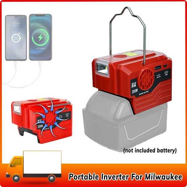 Invertor portabil exterior 200W baterie Milwaukee 18V la AC 110V/220V