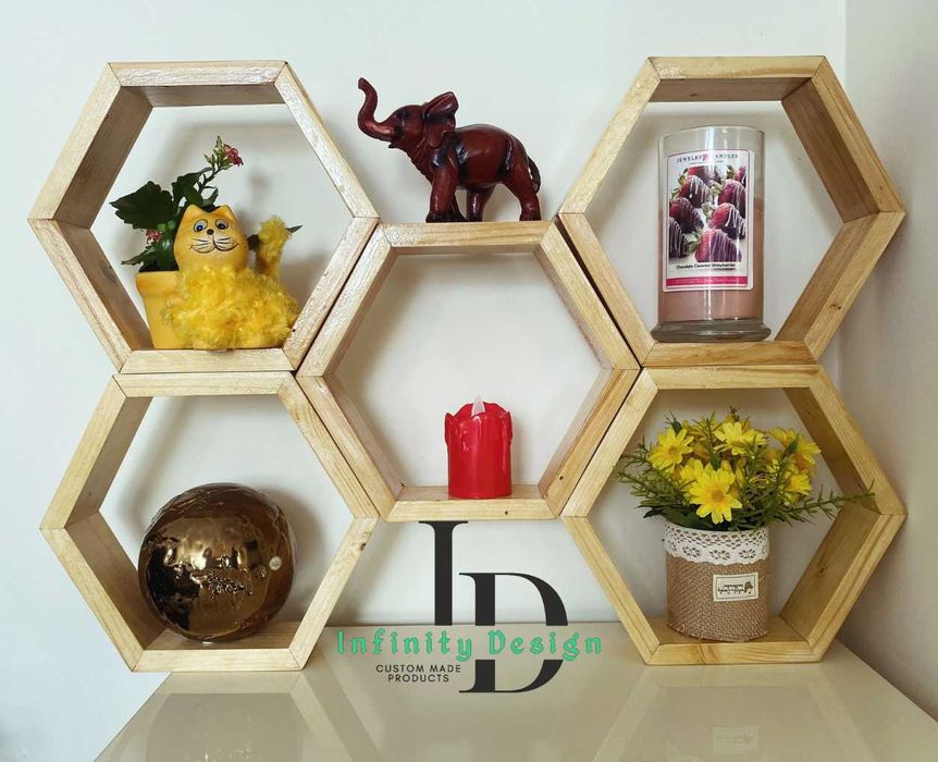 Hexagon din lemn diferite dimensiuni. suport pentru perete/ decor masa