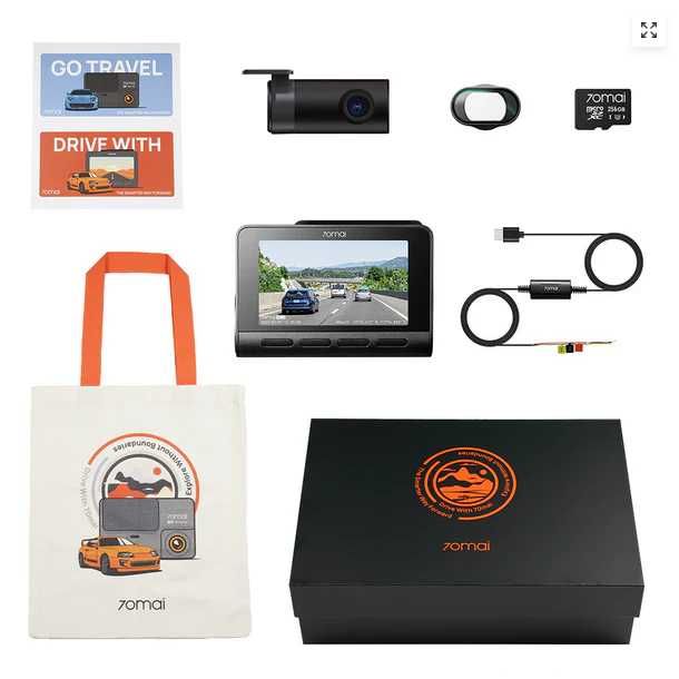 Видеорегистратор 70mai 4K A810+ задна, Hardwire KIT 4G и 256gb SD