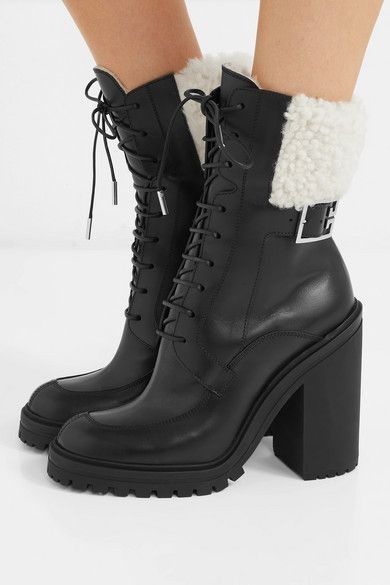 Givenchy кожени боти, shearling