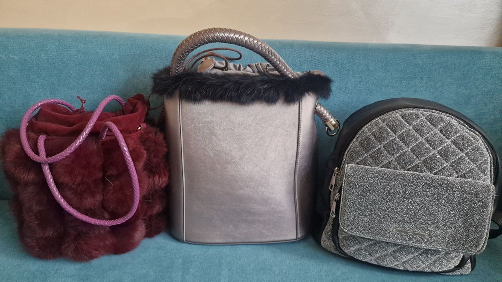 Пухена чанта с дълга дръжка