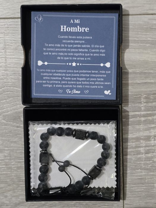 Brățară bărbați CheersLife din pietre naturale lavă neagră – reglabilă