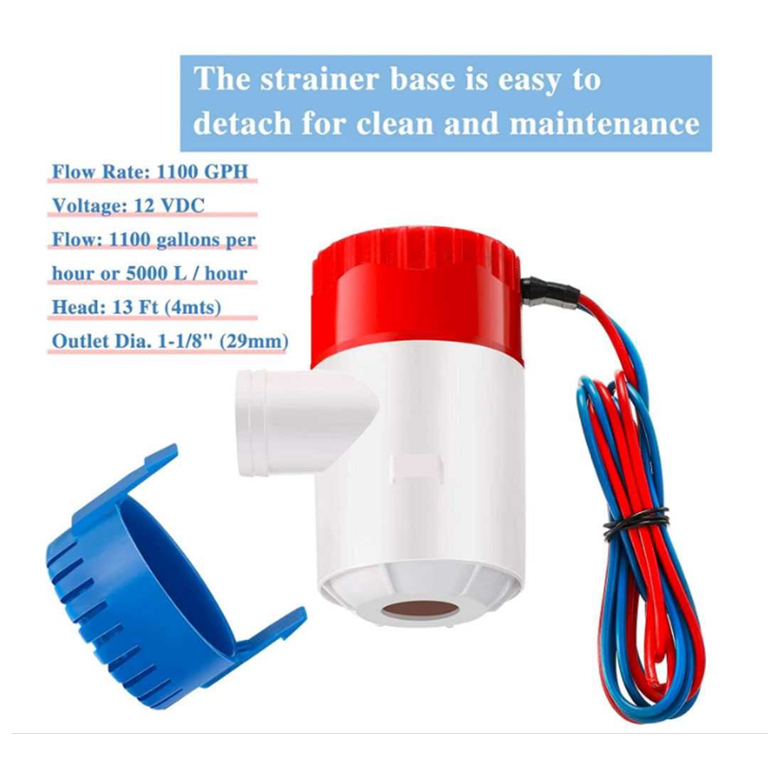 Отводнителна потопяема помпа, 12V, 1100GPH