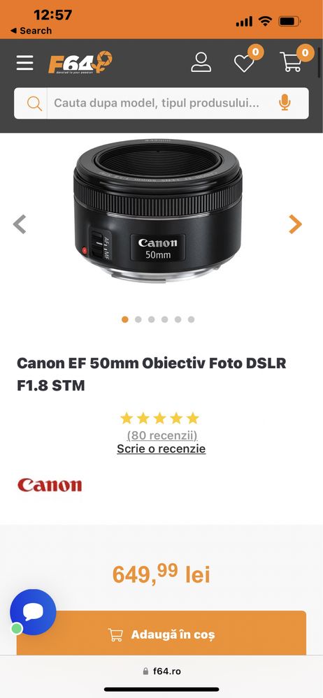 Canon EF 50mm f/1.8 STM + parasolar