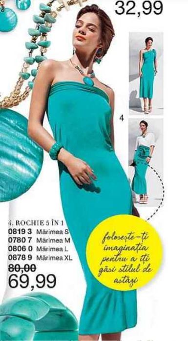 Rochie si fusta Avon cu 5 moduri de purtare Turcoaz masura S-L,turcoaz