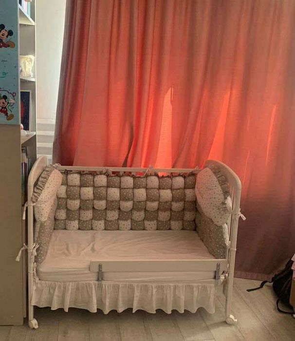 Patut copii Nido fag+Saltea ortopedica cocos plus+bara protectie