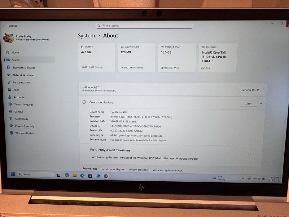 Hp elitebook 840 G7   14”