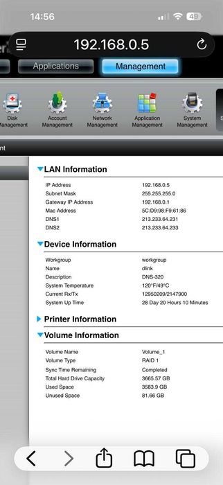 Nas Storage DLINK DNS 320