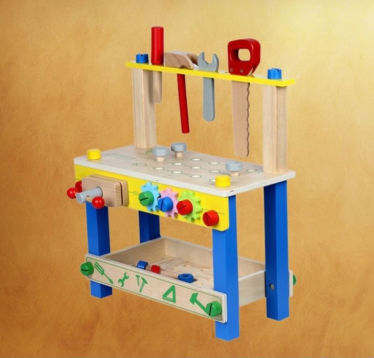 Atelier cu banc de lucru pentru copii, 40 piese din lemn