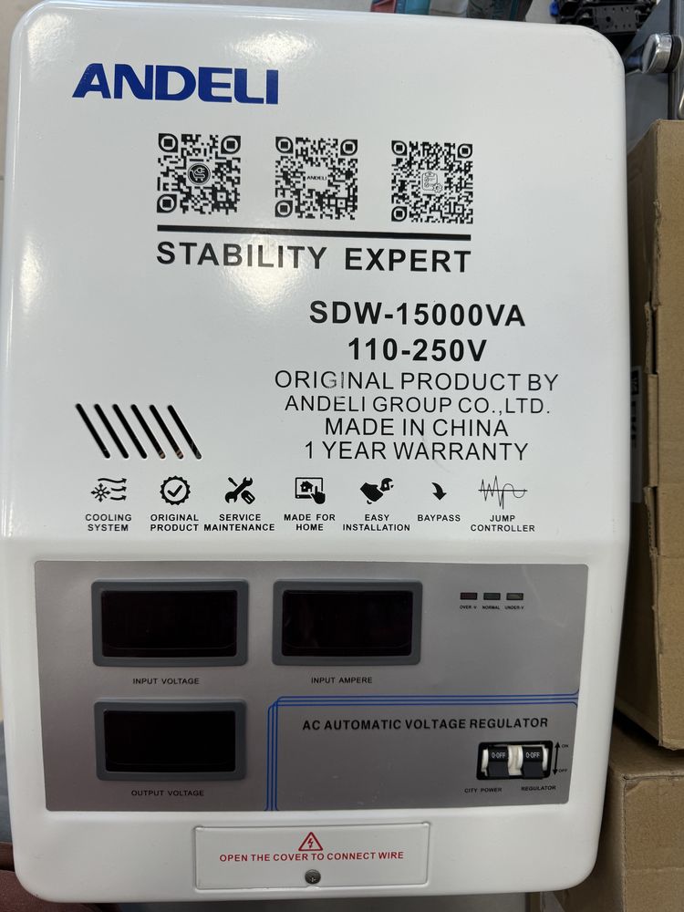Новый Стабилизатор напряжения АНДЕЛИ/ANDELI/с QR-код SDW-15 Kva 220V