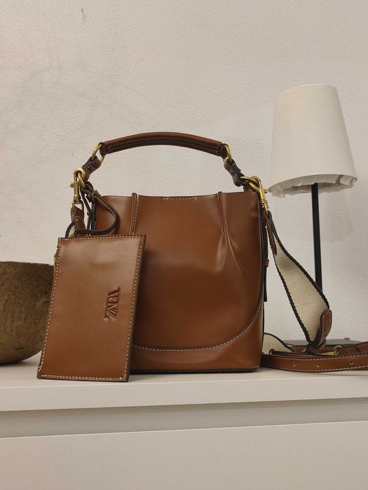 Рыжекоричневая сумка ZARA с двумя длинными лямками