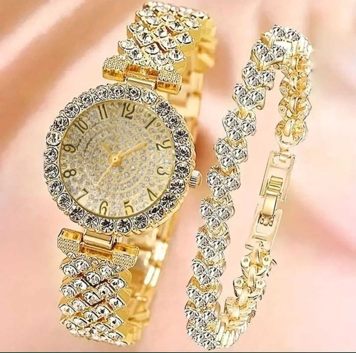 Set Ceas + Bratara Dama Strasuri Elegant din Oțel Inoxidabil Luxury