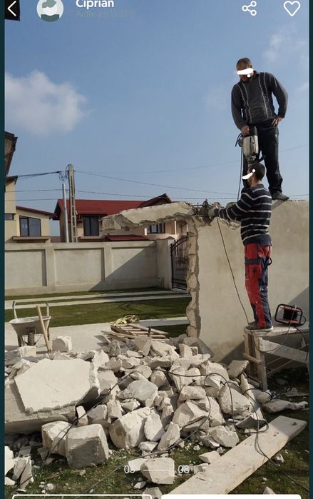 Executam demolari decopertari decapari  debarasam moloz , mob