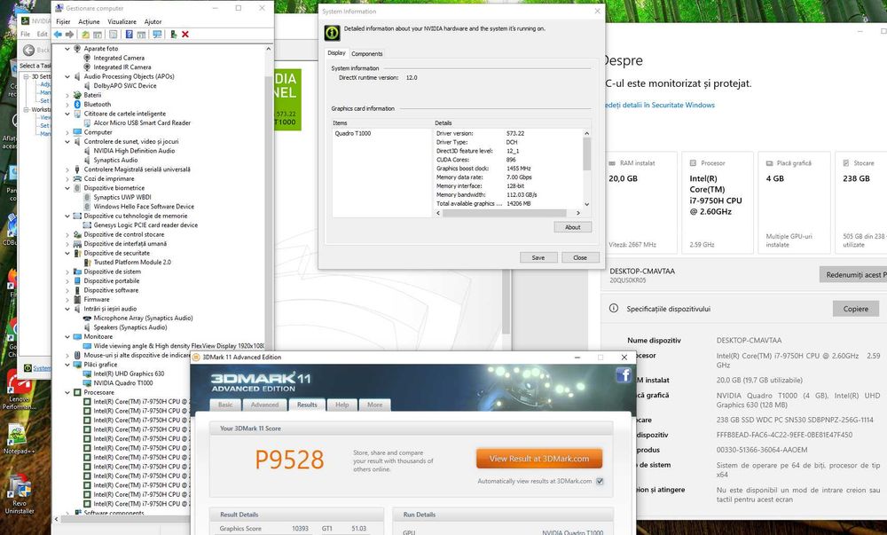 Laptop 16" Lenovo Ultra/gaming P1 Gen2 I7,16GB,256,nVidia T1000