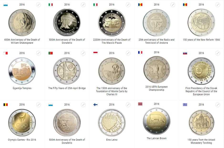 Сет 2 евро монети (възпоменателни) 2015-2018 / 2 Euro Coins