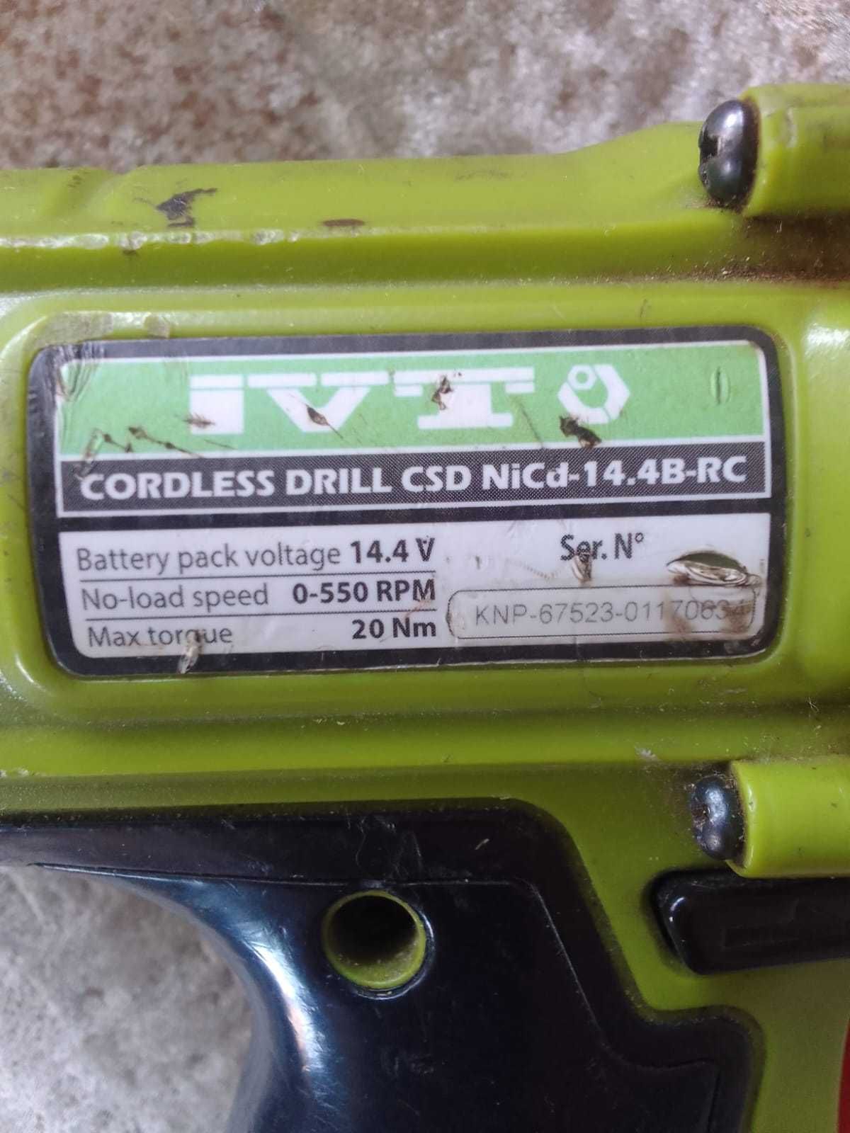 Продам Шуруповёрт IVT-CSD M155 Ni Cd 14 4B RC.  Батареи не рабочие.