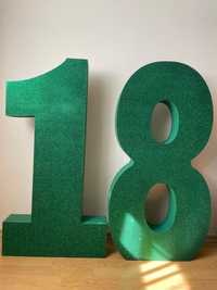 Cifre 18 polistiren (verde cu sclipici)