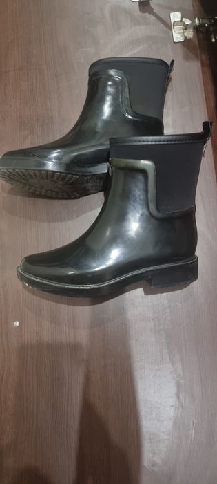 Боти Zara черни,тип чорап бордо.Черни ботуши.Гумени Zara