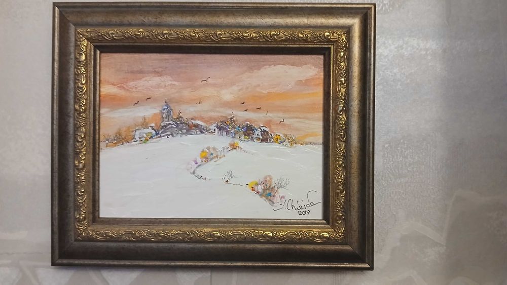 Tablouri miniatura pictate sub lupa in ulei pe panza CADOUL IDEAL