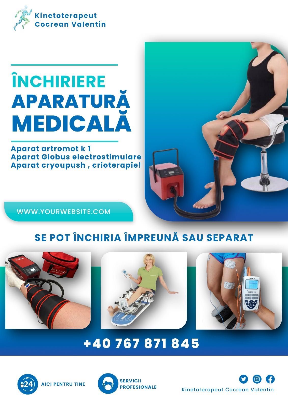 Kinetoterapie /masaj la domiciliu /inchirieri aparate recuperare