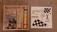 игри настолни 4 бр в дървена кутия-домино, шах и други