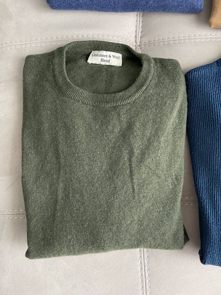 Pulover verde padure lana si cashmere