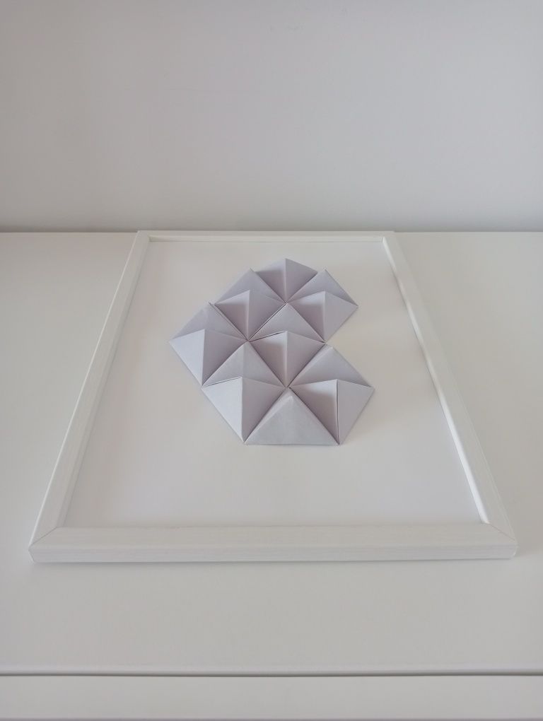 3D лилаво сърце в рамка, оригами, декорация за стена, подарък