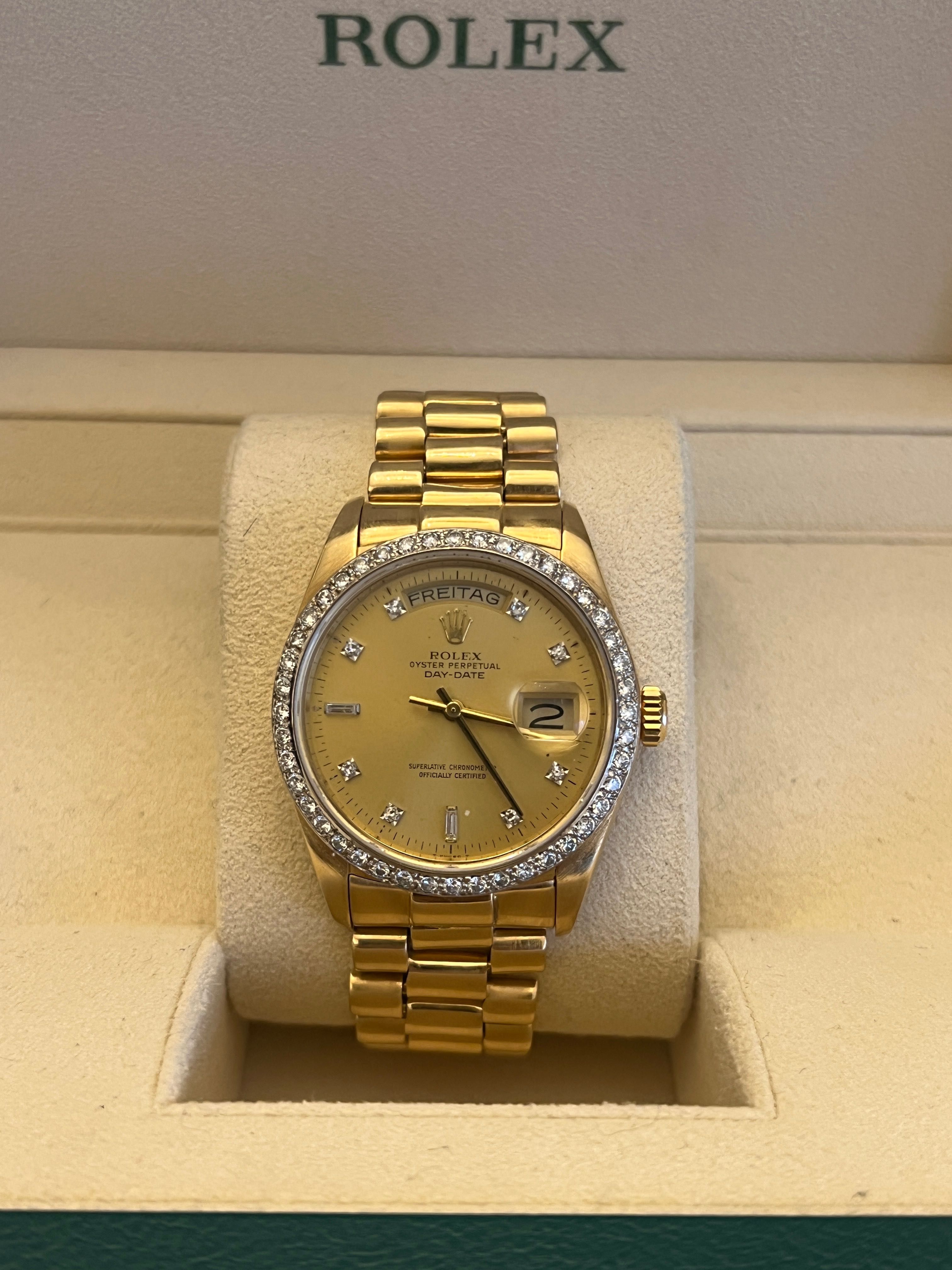 Rolex Daydate 18038 36mm full aur 18k cu diamante in cadran din Rolex