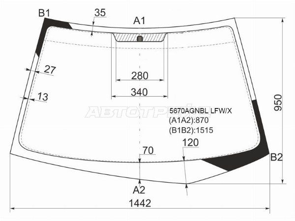 Стекло лобовое MITSUBISHI LANCER 4/5D 00-07 Mitsubishi Lancer