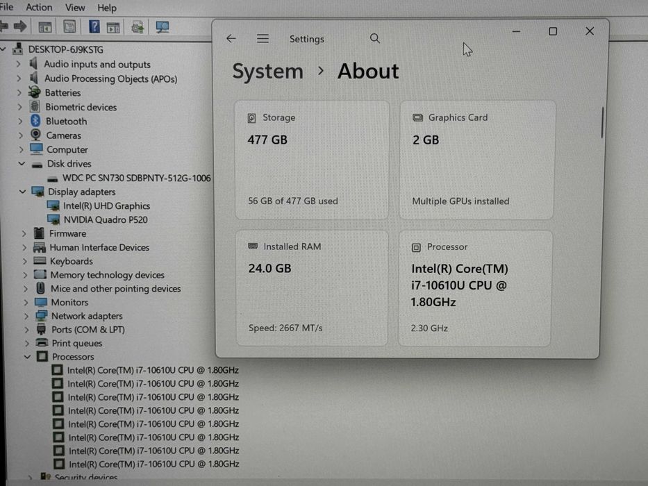 Lenovo P14s Touch`Core i7-10610U/24GB RAM/512GB SSD/Nvidia P520/Бат 10