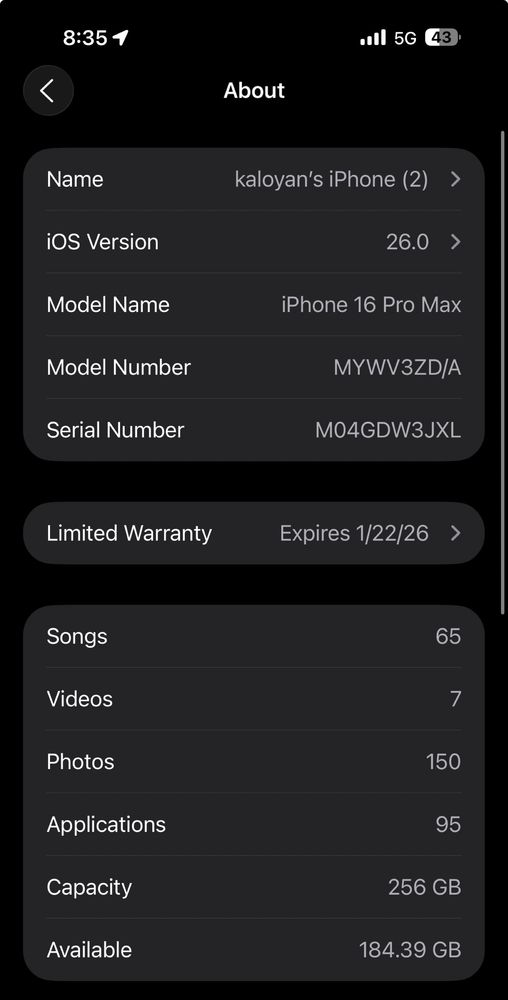 Iphone 16 pro max 256gb Black