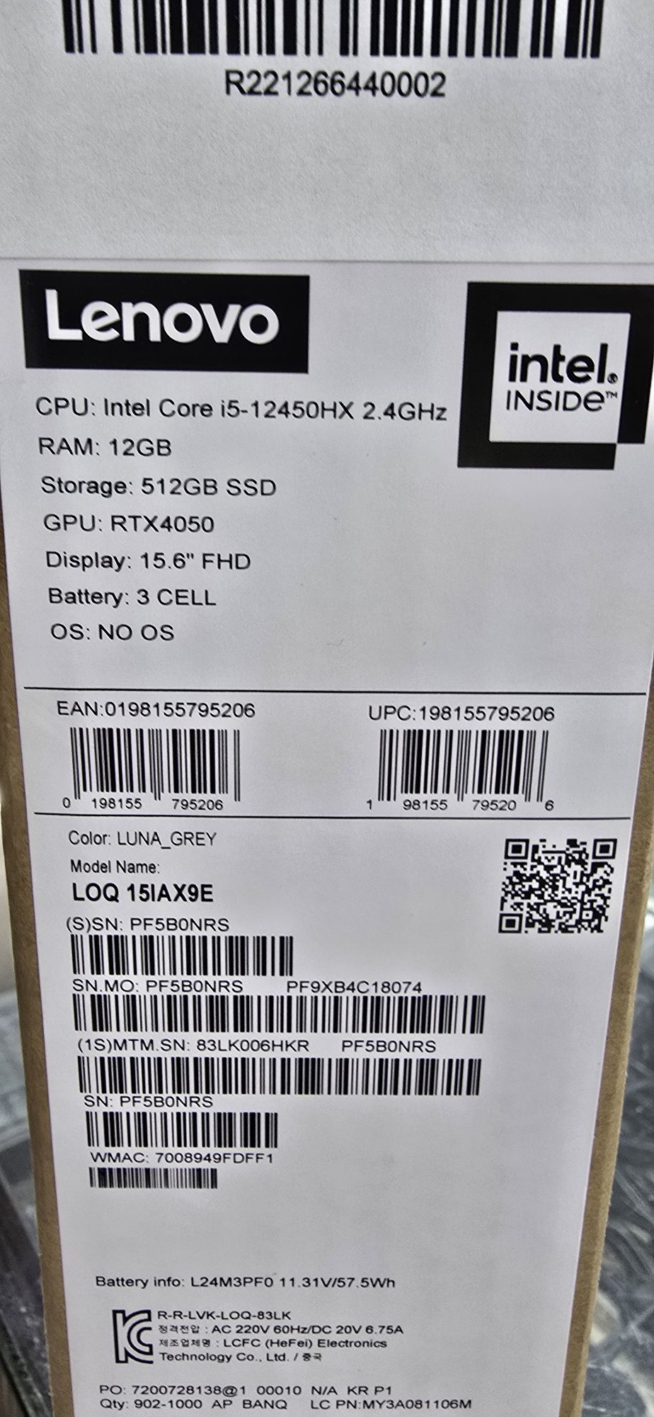 Lenovo LoQ 15IAX9E