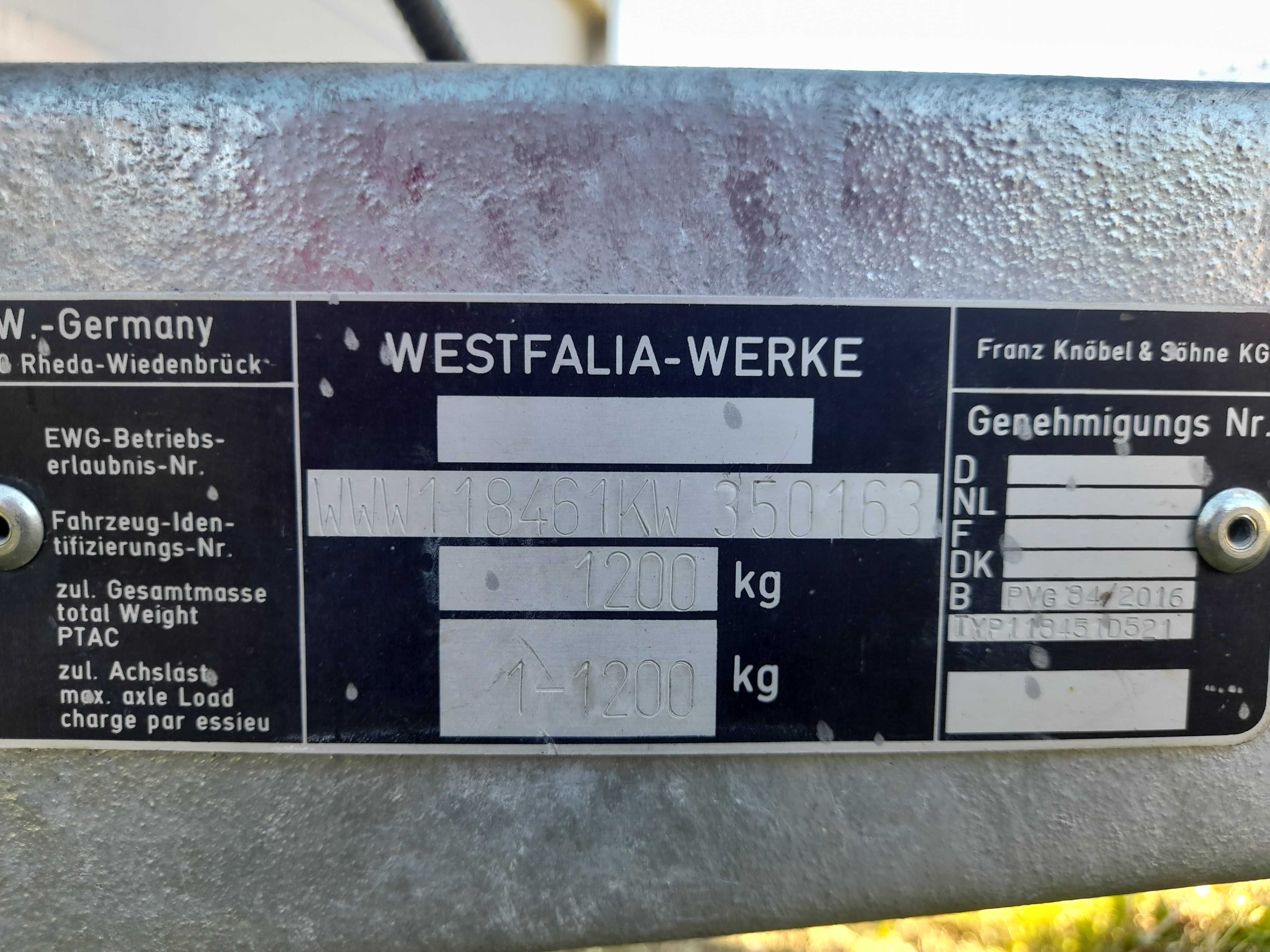 Remorca Westfalia de 1300Kg