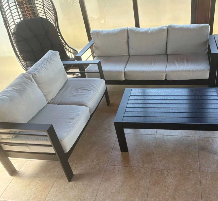 Set mobilier terasă premium – 4 piese, aluminiu + perne lavabile