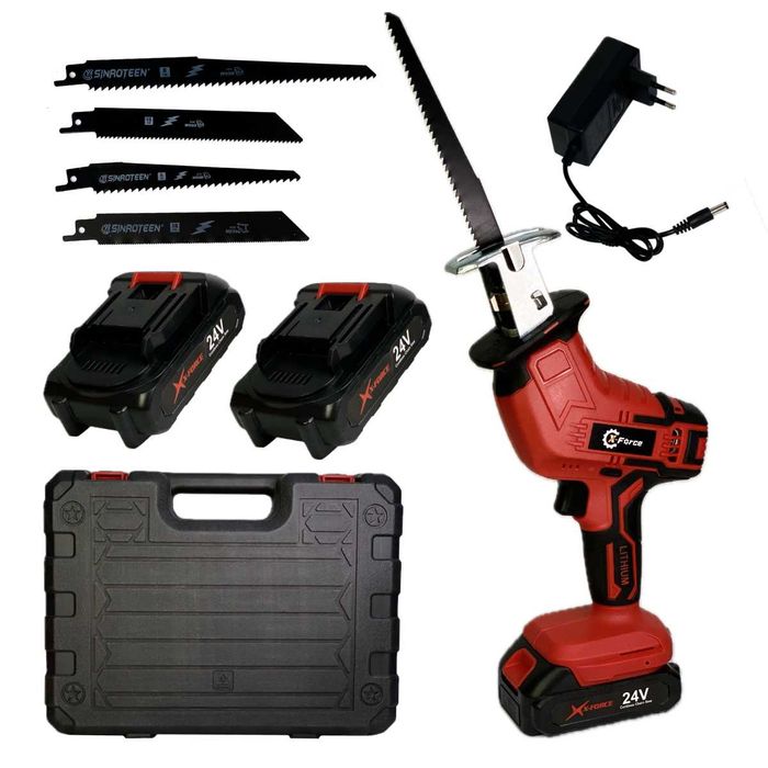 Fierastrau sabie XForce, taie Oase/Metal/Lemn, 2 Baterii 24V, 4 panze