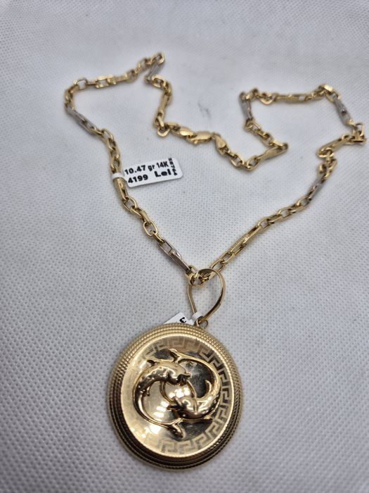 Lanț aur si pandant 14k 10,47gr-8.70gr lungime 52cm cod20657 / 19290