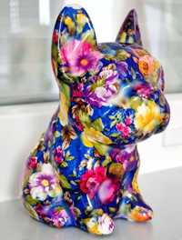 Puscilita in forma de BULDOG cu model floral pentru BIROU